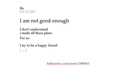 i am not good enough by ra hello poetry