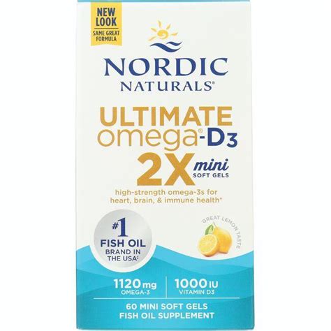 Nordic Naturals Ultimate Omega D3 2x Mini Soft Gels Lemon 60 Sgels