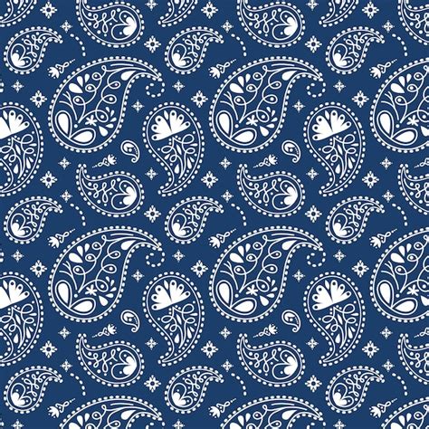 Premium Vector Blue Paisley Bandana Pattern