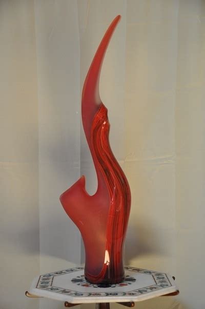 Large Murano Style Red Art Glass Sculpture By Bernard Katz Titled The Grand Serenoa