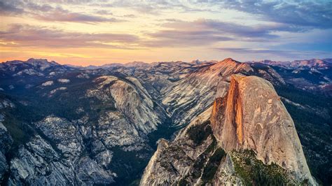 Download Wallpaper 2560x1440 Sunset Rocks Mountains Yosemite Peaks