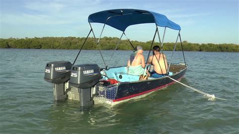 Twin Yamaha 25hp Outboards On A Jon Boat Youtube
