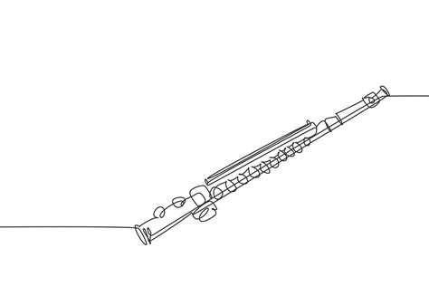 One Continuous Line Drawing Of Classical Flute Wind Music Instruments
