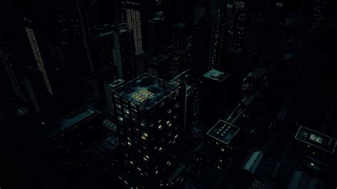 Download Wallpaper 1600x900 Night City Buildings Aerial View Dark