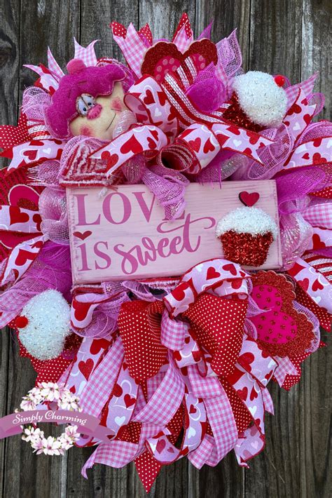 Valentines Day Wreath Pink Valentines Day Wreath Etsy Valentine