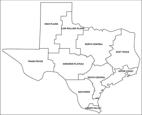 Climate Divisions Of Texas Delineated By National Climatic Data Centre