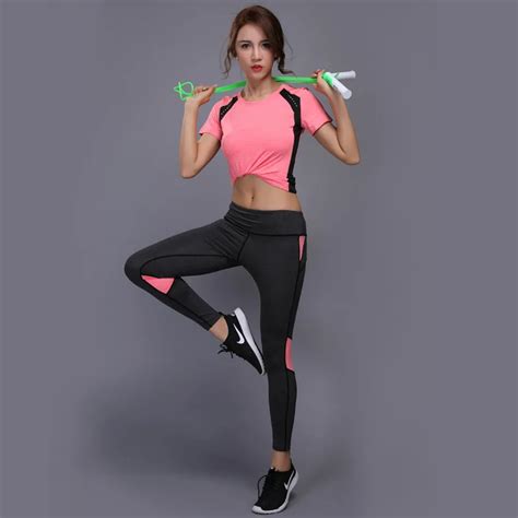 gxqil fitness sport suit women tracksuit sportswear woman running jogging set sport t shirt
