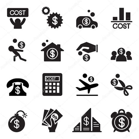 Iconos De Costos Empresariales Set Vector Ilustración 2023