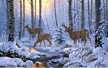 Wallpapers Winter Deer Desktop Derk Scene Animals
