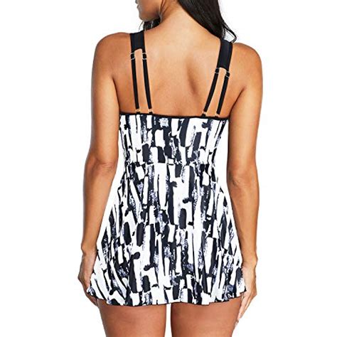 Zando Women One Piece Swimdress Tummy Control Swimwear Slimming Skirt