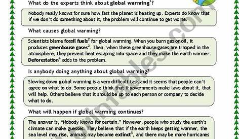global warming printable worksheet