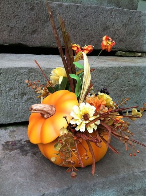 Fall Pumpkin Floral Arrangement Flower Centerpiece