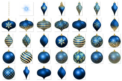 Royal Blue And Gold Christmas Ornaments Clipart Digital Etsy Royal