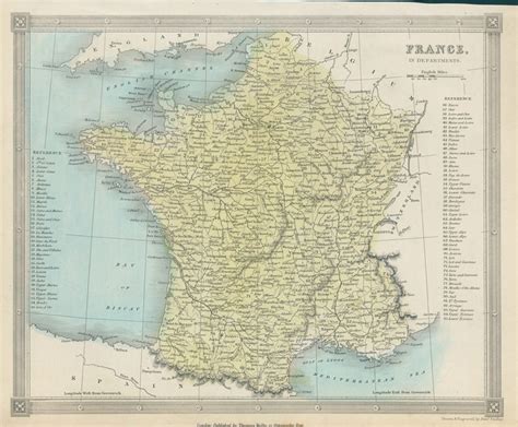 Old And Antique Prints And Maps France Map 1843 France Antique Maps