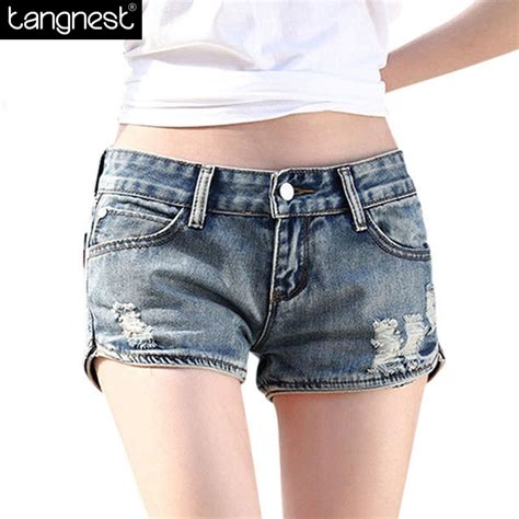 Tangnest Summer Vintage Mini Denim Shorts Women 2017 Sexy Worn Out Jean