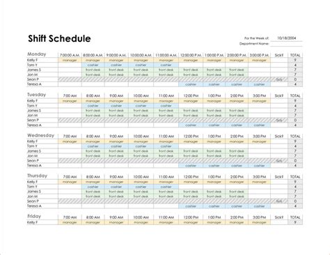 Employee Schedule Format Example Of Spreadshee Employee Schedule Format