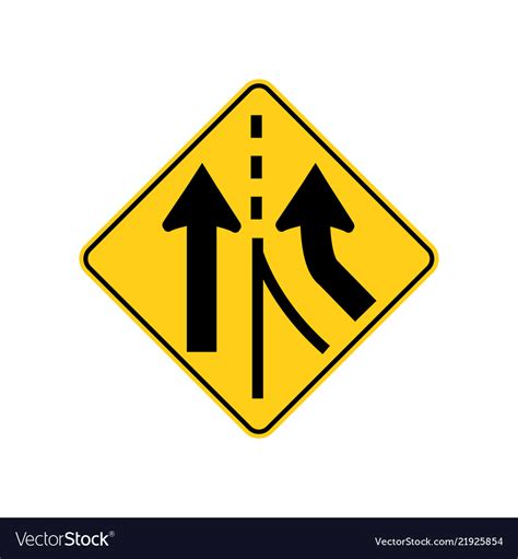 Usa Traffic Road Signs Added Lane Ahead Royalty Free Vector