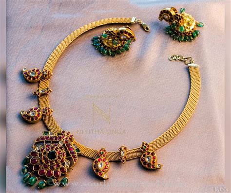 Gold South Indian Style Antique Necklace ~ South India Jewels
