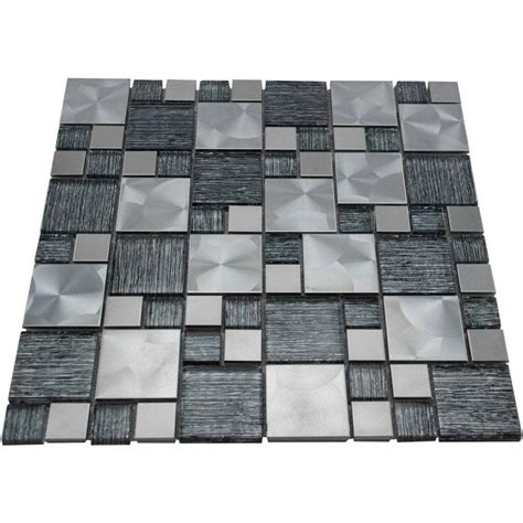 Luxury Textured Grey Glass And Brushed Steel Mix Mosaic Wall Tiles Sheet 8mm 5056090829187 Ebay
