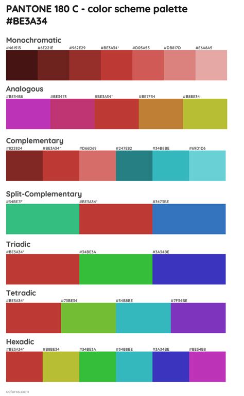 Pantone 180 C Color Palettes And Color Scheme Combinations
