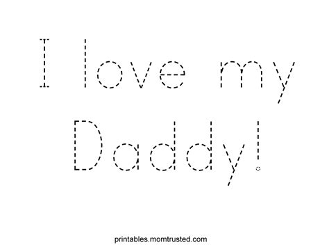 Traceable I Love My Daddy Worksheet Preschool Activities And