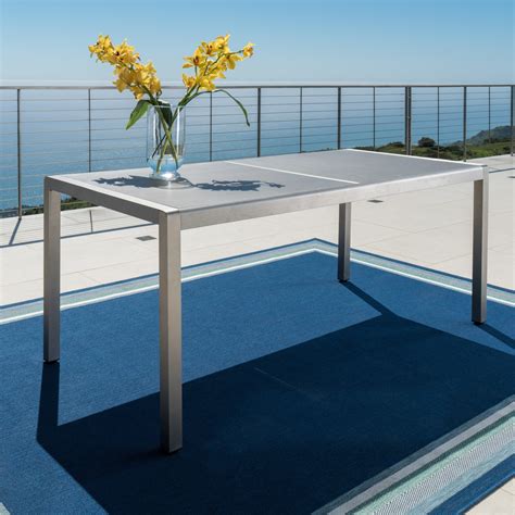 Miller Outdoor Aluminum Dining Table With Tempered Glass Top Grey
