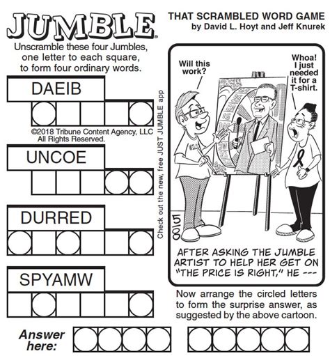 Printable Jumble Puzzles With Answers Printable Crossword Puzzles