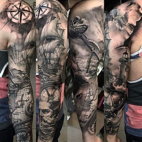 Pin By Austin Allen On Tats Ship Tattoo Sleeves Ocean Sleeve Tattoos