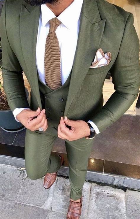Men Suits Green Wedding 3 Piece Suits Slim Fit One Button Etsy