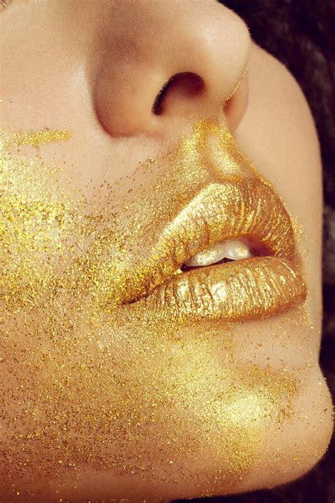 Magic Girl Portrait In Gold Golden Makeup Stock Photo Image Of Magic