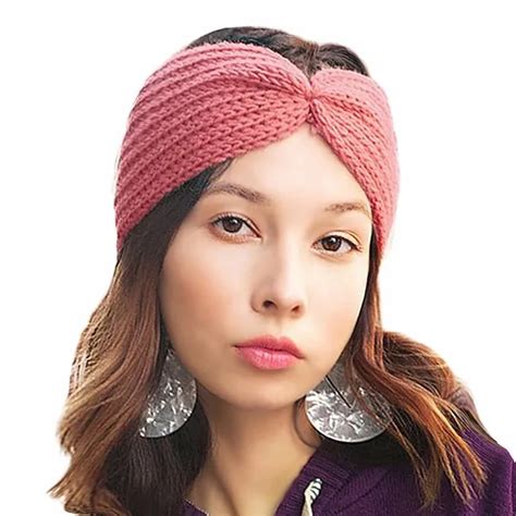 Winter Ear Warmer Knitted Turban Headband For Women Crochet Wool