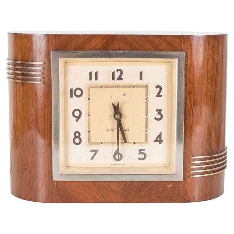 Streamlined Electric Art Deco Clock By Seth Thomas In Bookmatched