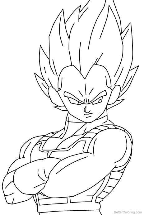 Super Saiyan Vegeta Coloring Pages Lineart By Duskoy