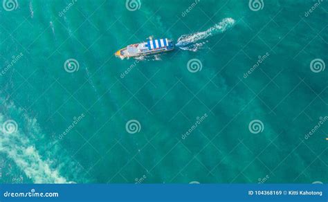 Aerial View Of Speed Boat In The Sea Stock Image Image Of Boat