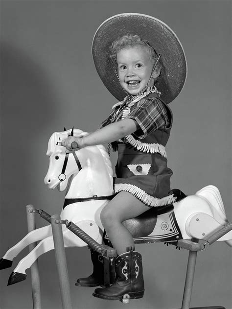 1950s Girl Dressed As Cowgirl Riding Photograph By Vintage Images Pixels Merch