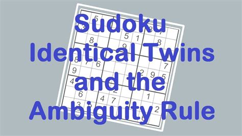 Sudoku Primer 182 Identical Twins And The Ambiguity Rule Get Us Through This Sudoku Puzzle