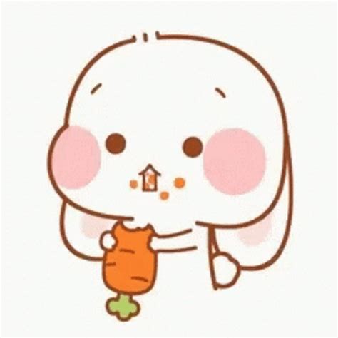 Cute Cartoon Bunny Eating Carrot 