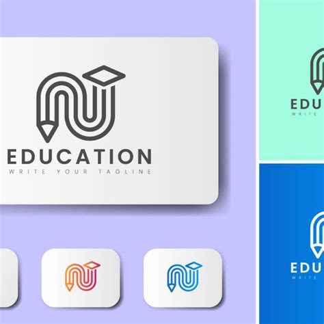 Minimal Education Logo Design Template Concept For Pen And Pencil Logo