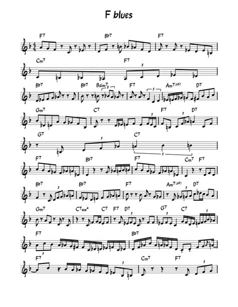 F Blues Sheet Music For Piano Solo Easy