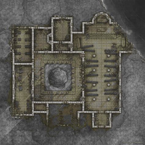 Ruin Temple Cliff Side Lake Wilderness 153 Dungeon Maps Fantasy