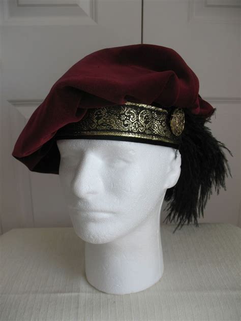 New Burgundy Renaissance Medieval Floppy Muffin Hat Cap Costume Size