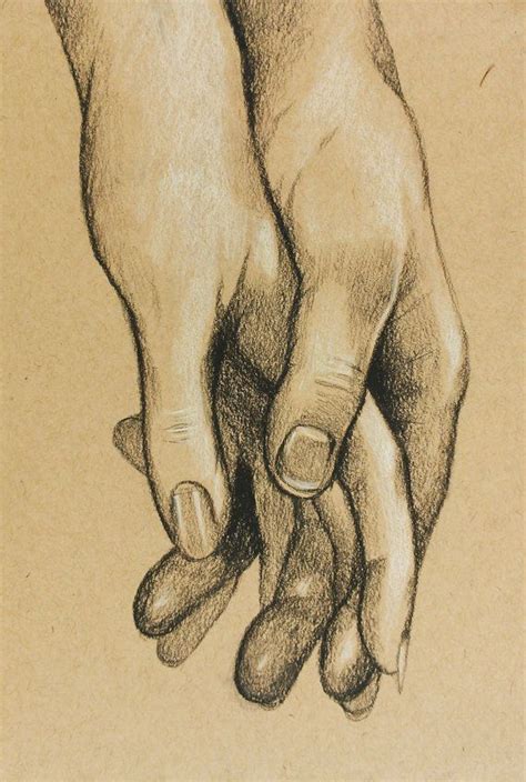 Cute Original Charcoal Drawing Of Hands Holding By Foxandthecrow
