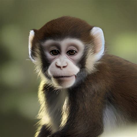 Monkey Baby Portrait Cute Young Animal Stock Illustration