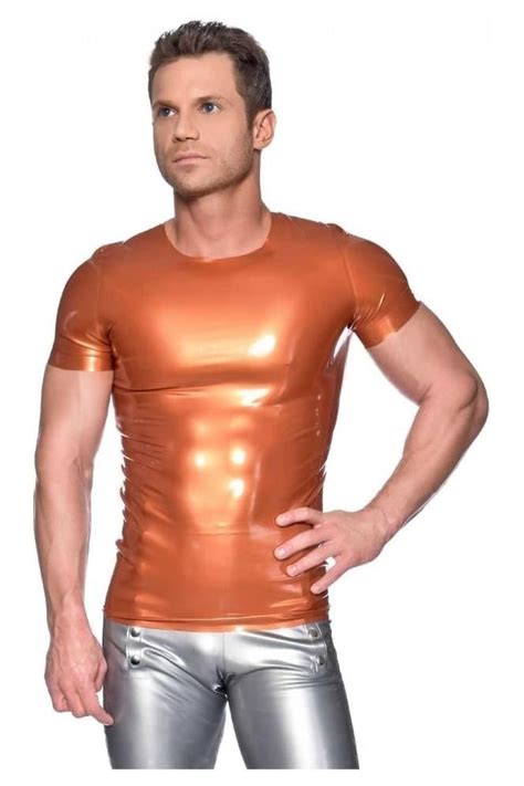 Mens Hunky Latex T Shirt Very Tight Tailored Fit To Show Off Your Body