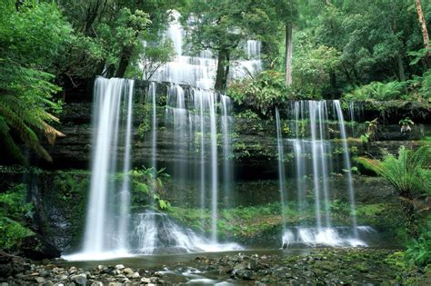 Wallpaper Nature Landscape Trees Forest Stones Water Waterfall