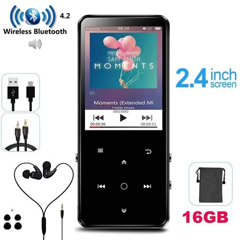 mp4 player 16gb bluetooth 4 0 touch lossless sound metal music player built in speaker 2 4 inch