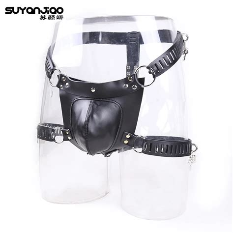 Sexy Lingerie For Men Faux Leather Cock Cage Penis Jockstraps Erotic