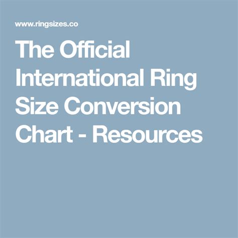 The Official International Ring Size Conversion Chart Resources