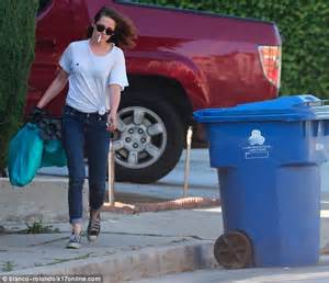 Kristen Stewart Takes Out The Trash With Unlit Cigarette Hanging Out Of