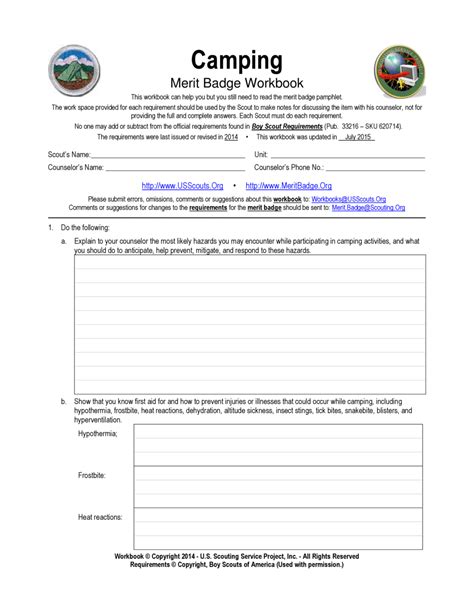 Worksheet will open in a new window. Camping Merit Badge : simplebooklet.com